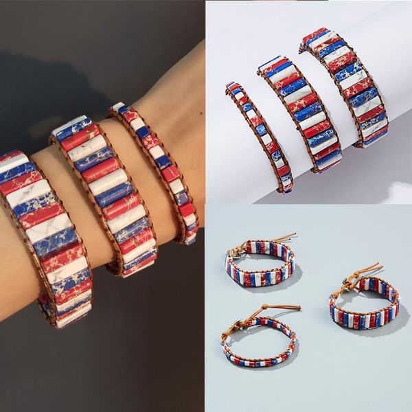 women men square oval american flag adjustable bracelet color red white blue emperor stone hand-knotted wrist bracelet jewelry, Black
women men square oval american flag adjustable bracelet color red white blue emperor stone hand-knotted wrist bracelet jewelry, Black