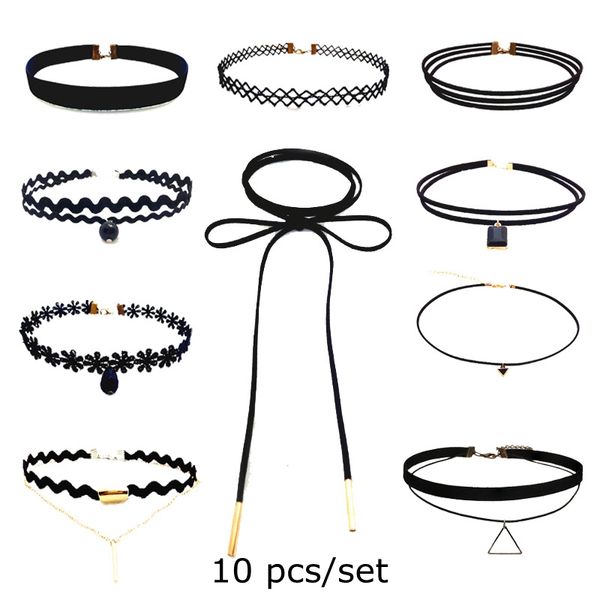 chains 10 pcs/set black velvet choker ribbon lace metal necklaces set tattoo tassels for charm women collar chokers necklace gifts, Silver
chains 10 pcs/set black velvet choker ribbon lace metal necklaces set tattoo tassels for charm women collar chokers necklace gifts, Silver