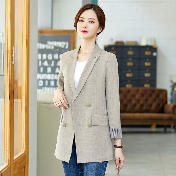 women's suits & blazers jacket 2021 autumn casual fashion temperament slim thin solid color double-breasted small suit shirt, White;black
women's suits & blazers jacket 2021 autumn casual fashion temperament slim thin solid color double-breasted small suit shirt, White;black