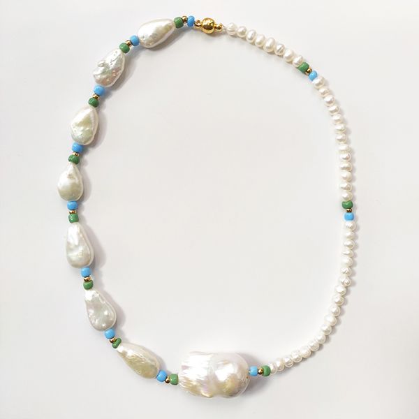 baroque pearl fashion long necklace asymmetric design mix and match style neck jewelry handmade natural pearls luxury necklace, Silver
baroque pearl fashion long necklace asymmetric design mix and match style neck jewelry handmade natural pearls luxury necklace, Silver