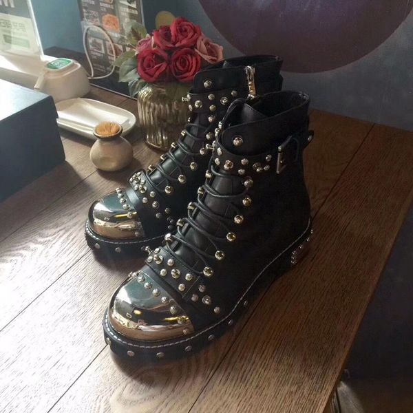 genuine cow leather shoes boots metal decor zip boots round toe square heels zapatos de mujer women shoes, Black
genuine cow leather shoes boots metal decor zip boots round toe square heels zapatos de mujer women shoes, Black