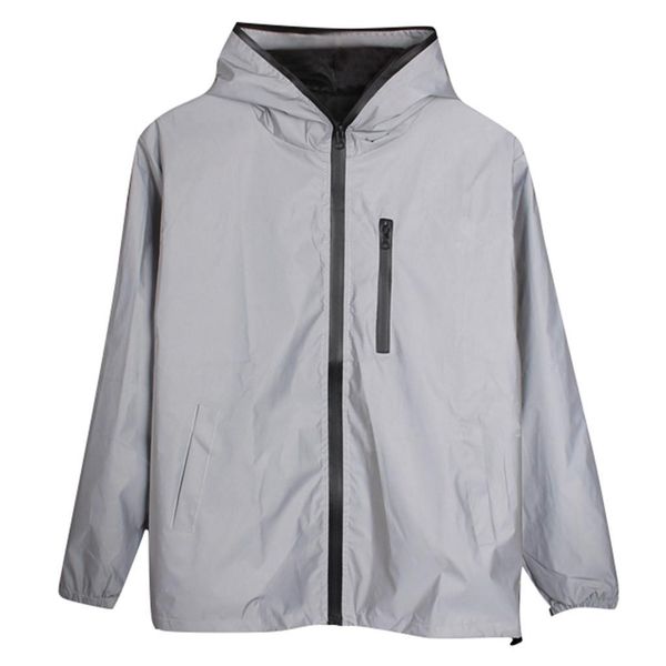 long sleeved reflective jacket men / women harajuku windbreaker jackets hooded hip-hop streetwear night shiny zipper coats#g3, Black;brown 
long sleeved reflective jacket men / women harajuku windbreaker jackets hooded hip-hop streetwear night shiny zipper coats#g3, Black;brown