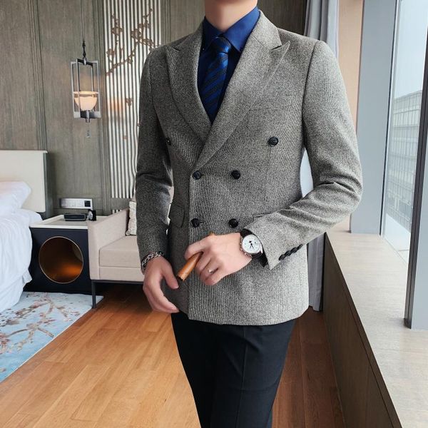 2020 blazer masculino double breasted slim fit wedding business blazer british style casual suit jacket dress coat ropa hombre, White;black
2020 blazer masculino double breasted slim fit wedding business blazer british style casual suit jacket dress coat ropa hombre, White;black