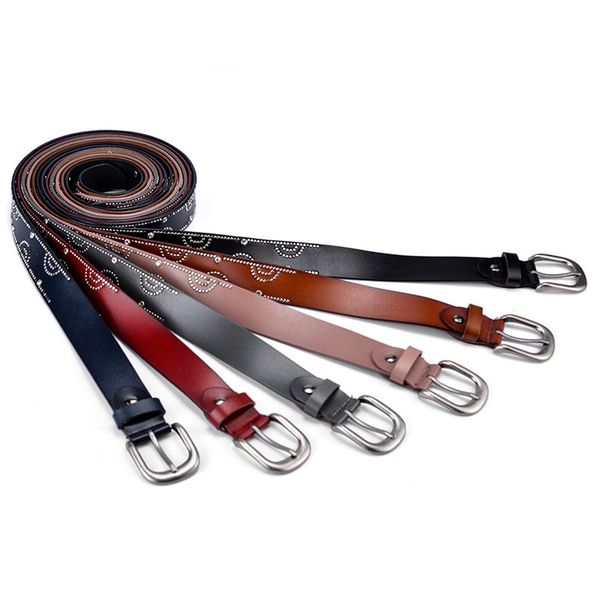 women's belt punk pin buckle vintage rivet luxury lady's original leather belts for women waistband hollow female belt, Black;brown
women's belt punk pin buckle vintage rivet luxury lady's original leather belts for women waistband hollow female belt, Black;brown