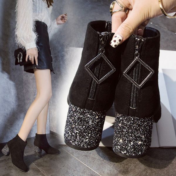boots bling novelty women mid calf flock zip vintage winter med square toe fringe heel plus size shoes, Black
boots bling novelty women mid calf flock zip vintage winter med square toe fringe heel plus size shoes, Black