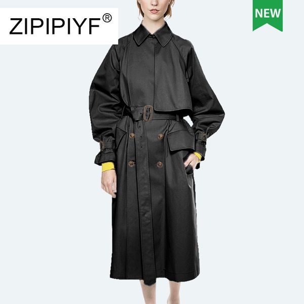 women's trench coats design 2021 autumn elegant quality coat fashion women loose waist black cocoon thickening c2097, Tan;black
women's trench coats design 2021 autumn elegant quality coat fashion women loose waist black cocoon thickening c2097, Tan;black