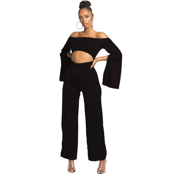 slash neck womens designer jumpsuits summer big sleeve loose hollow out solid color casual women rompers, Black;white
slash neck womens designer jumpsuits summer big sleeve loose hollow out solid color casual women rompers, Black;white