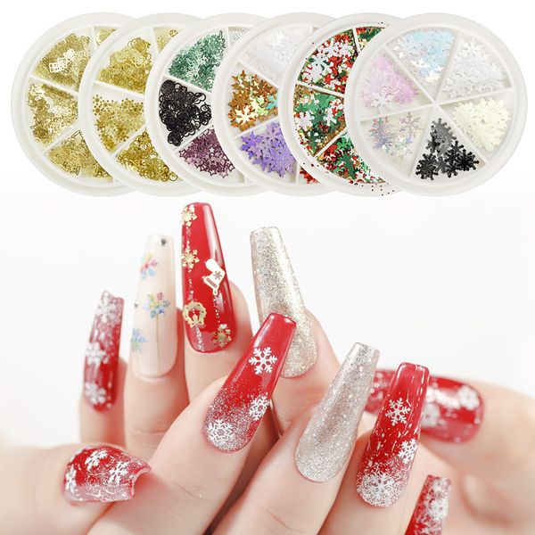 1 box of 6 grids mixed christmas nail metal ornaments color snowflake christmas tree bell metal plate nail art decoration patch, Silver;gold
1 box of 6 grids mixed christmas nail metal ornaments color snowflake christmas tree bell metal plate nail art decoration patch, Silver;gold
