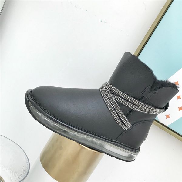 warm leather wool snow boots rhinestone belts embellished round toe clear air cushion bottom slip-on ankle boots 2020 winter, Black
warm leather wool snow boots rhinestone belts embellished round toe clear air cushion bottom slip-on ankle boots 2020 winter, Black