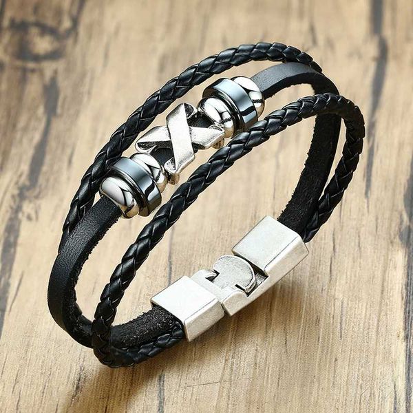 black braided wrape leather men bracelet with x shape stainless steel casual new 2020 gifts, Golden;silver
black braided wrape leather men bracelet with x shape stainless steel casual new 2020 gifts, Golden;silver