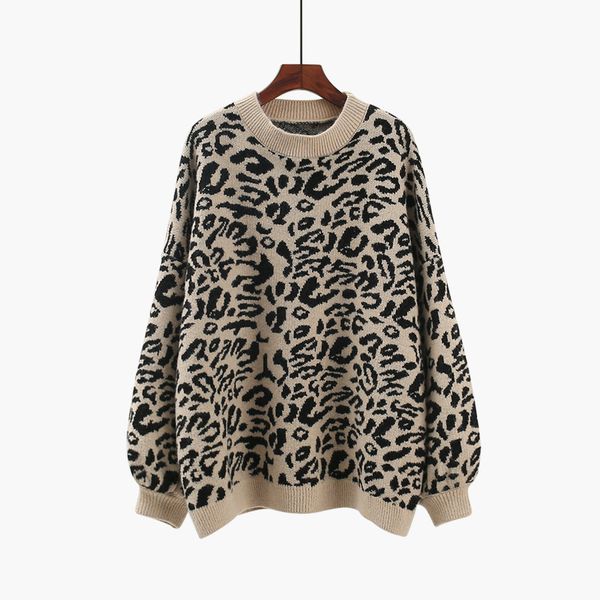 women's sweaters autumn 2021 leopard print o neck sweater women pullover korean style loose v207, White;black
women's sweaters autumn 2021 leopard print o neck sweater women pullover korean style loose v207, White;black