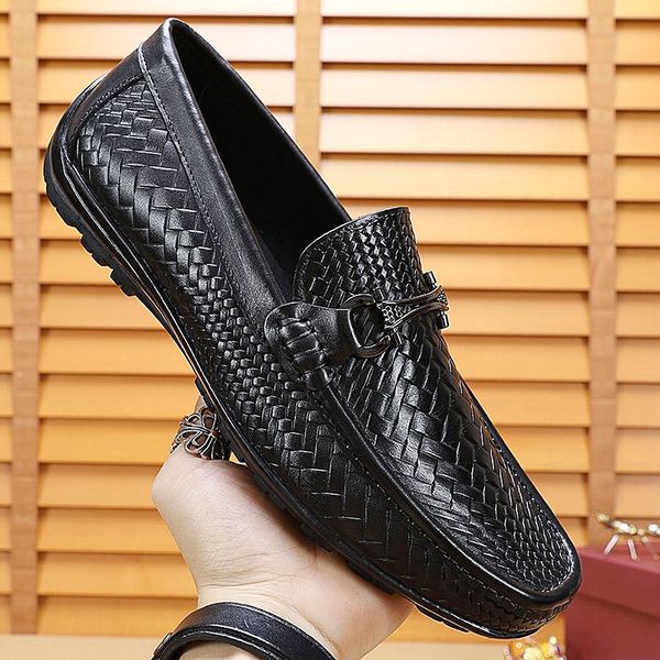 leather casual shoes designer men's high-quality handmade leather flat shoes slip on loafers on driving shoes with original box qwt, Black
leather casual shoes designer men's high-quality handmade leather flat shoes slip on loafers on driving shoes with original box qwt, Black