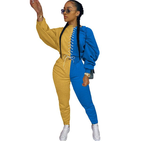 women tracksuit drawstring front hoodie patchwork long sleeve pullover sweatshirts pants leggings two pieces set outfits sweatwear d91503, White
women tracksuit drawstring front hoodie patchwork long sleeve pullover sweatshirts pants leggings two pieces set outfits sweatwear d91503, White