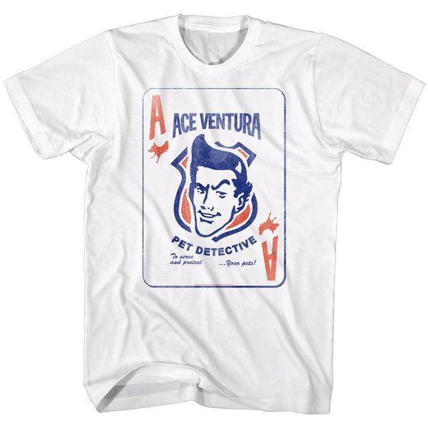 ace ventura tall t-shirt pet detective ace of strays card white tee low price round neck men tees 
ace ventura tall t-shirt pet detective ace of strays card white tee low price round neck men tees