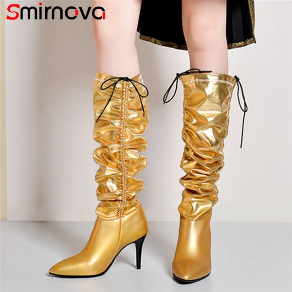smirnova new arrival women's autumn boots super high heels dress shoes slip on female knee high boots genuine leather, Black
smirnova new arrival women's autumn boots super high heels dress shoes slip on female knee high boots genuine leather, Black