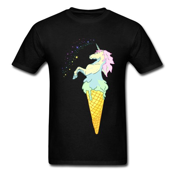 100% cotton t-shirt mens tshirts ice cream unicorn t shirt print for man 100% cotton black tee harajuku cartoon clothes
