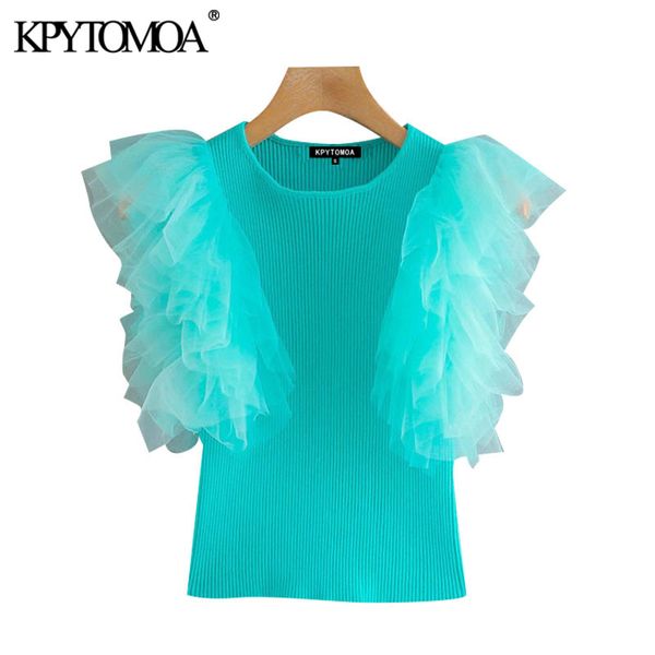 women's blouses & shirts kpytomoa women 2021 fashion tulle patchwork cropped knitted vintage o neck short sleeve female chic, White
women's blouses & shirts kpytomoa women 2021 fashion tulle patchwork cropped knitted vintage o neck short sleeve female chic, White