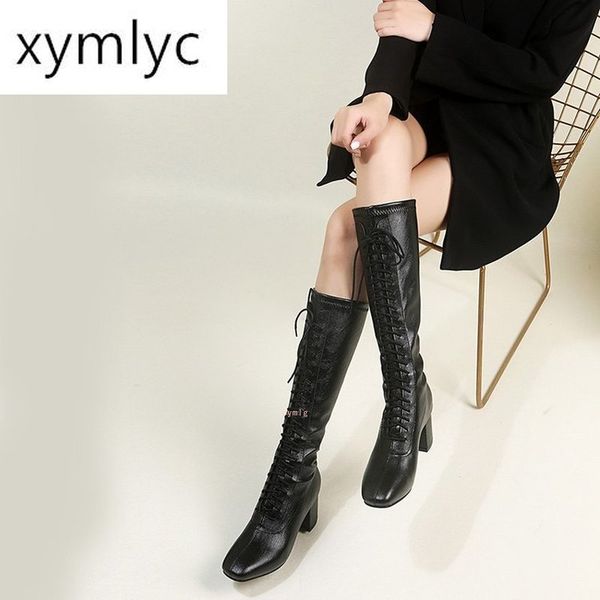 2020 autumn winter leather boots women's high heel knee-high boots winter lace up anti-slip warm, Black
2020 autumn winter leather boots women's high heel knee-high boots winter lace up anti-slip warm, Black
