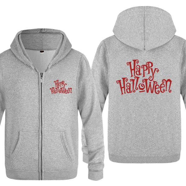 happy halloween letter hoodies men 2018 men's fleece zipper cardigans hooded sweatshirts