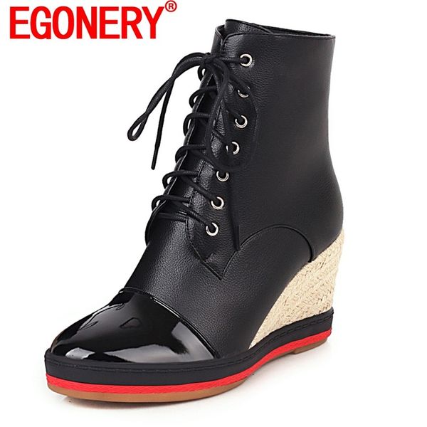 egonery ankle boots woman mixed colors cross tied fashion shoes ladies platforms wedges high heels zipper booties plus size, Black
egonery ankle boots woman mixed colors cross tied fashion shoes ladies platforms wedges high heels zipper booties plus size, Black