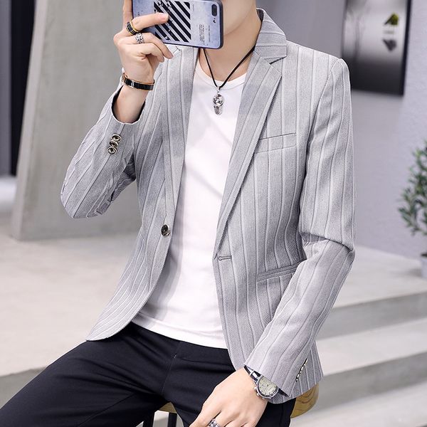 suit men's coat casual suit men's slim fit youth handsome korean-style spring stripes single west trend, White;black
suit men's coat casual suit men's slim fit youth handsome korean-style spring stripes single west trend, White;black