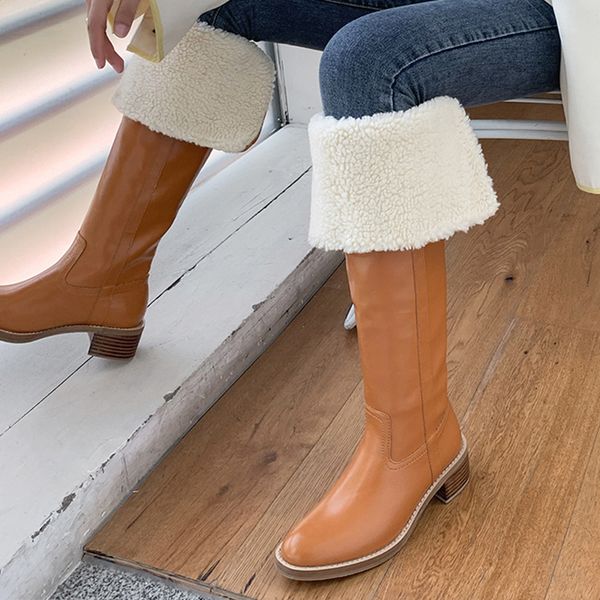 boots keep warm winter knight women knee retro low chunky heels faux leather wool lining botines zapatos mujer botas, Black
boots keep warm winter knight women knee retro low chunky heels faux leather wool lining botines zapatos mujer botas, Black