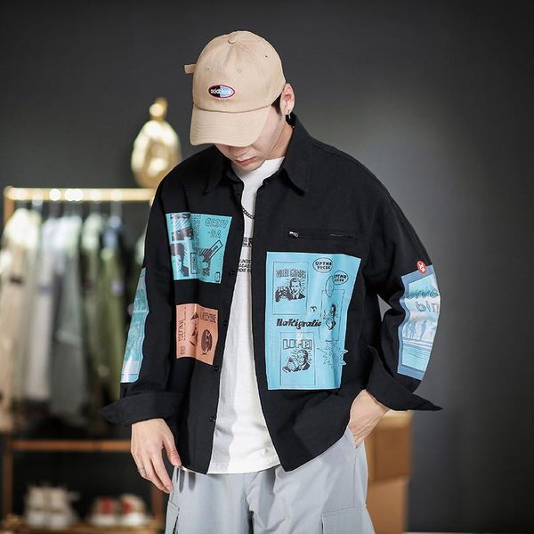 black blue hip hop streetwear korean clothes casual brand oversize men long sleeve loose spring autumn kg-792, White;black
black blue hip hop streetwear korean clothes casual brand oversize men long sleeve loose spring autumn kg-792, White;black