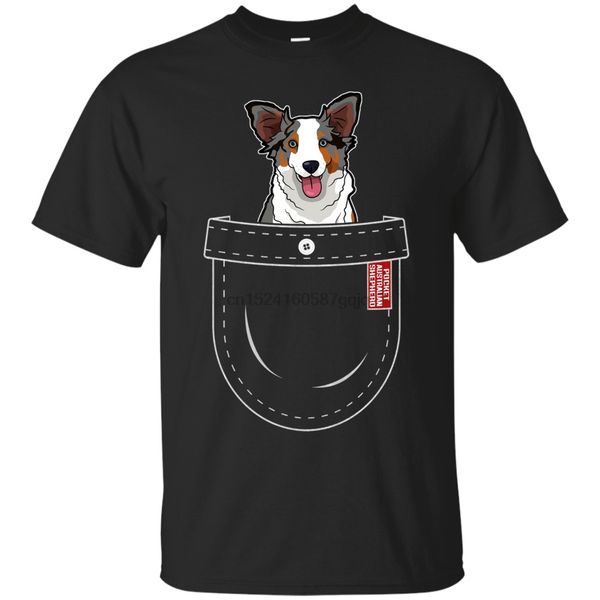 australian shepherd in pocket t-shirt