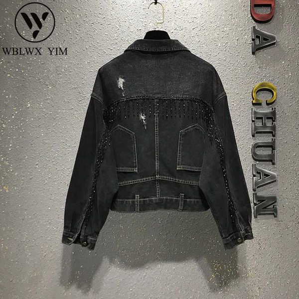 women's jackets denim jacket women beaded tassel long sleeve hole jeans female loose plus size vintage high waist coat, Black;brown
women's jackets denim jacket women beaded tassel long sleeve hole jeans female loose plus size vintage high waist coat, Black;brown