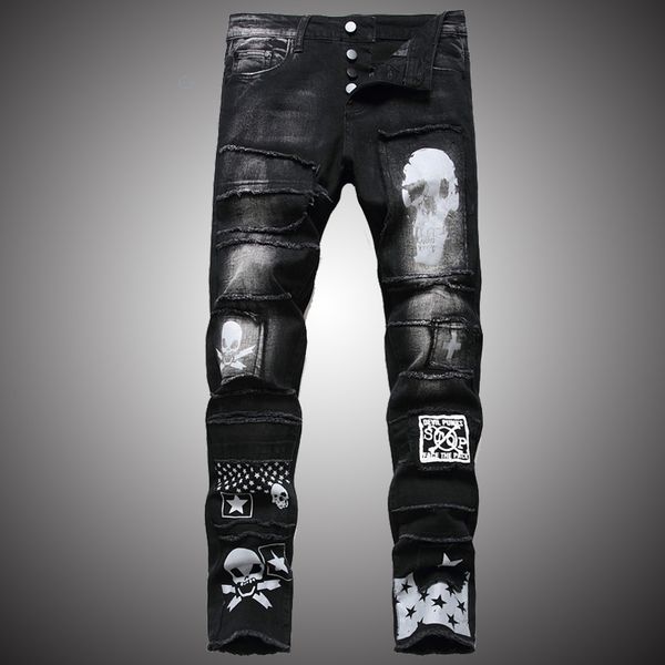 vintage skull print denim pants skinny jeans men biker jeans for men 2020 autumn hip hop punk streetwear, Blue
vintage skull print denim pants skinny jeans men biker jeans for men 2020 autumn hip hop punk streetwear, Blue