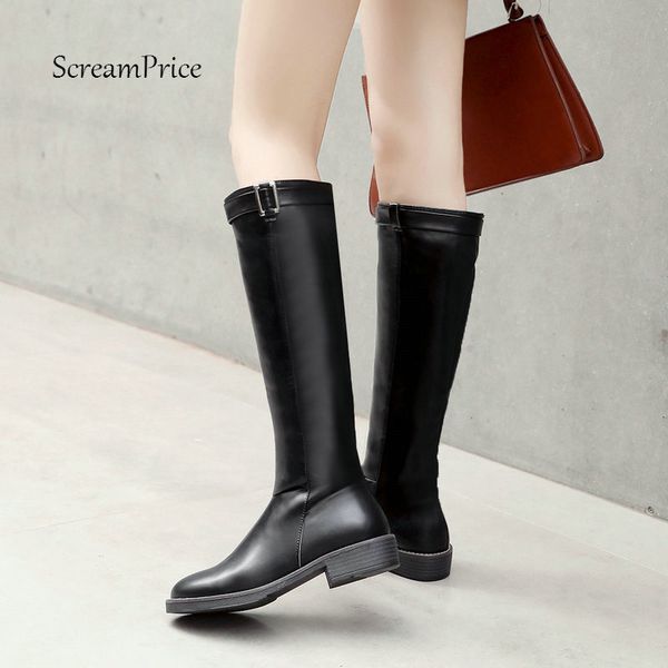 flat with knee high boots women pu leather low heel boots slip on autumn winter fashion long woman shoes plus size 43 2020, Black
flat with knee high boots women pu leather low heel boots slip on autumn winter fashion long woman shoes plus size 43 2020, Black