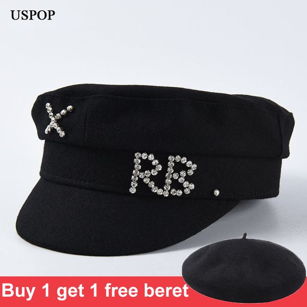 uspop, new women's winter hats, wool newsboy with diamond letters, thick flat for visor, military caps, Blue;gray
uspop, new women's winter hats, wool newsboy with diamond letters, thick flat for visor, military caps, Blue;gray