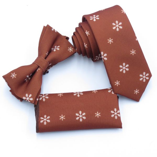 light brown necktie, small pocket square, three sets of white snowflake design, men's brown bowtie 6ccm gravata, Blue;purple
light brown necktie, small pocket square, three sets of white snowflake design, men's brown bowtie 6ccm gravata, Blue;purple