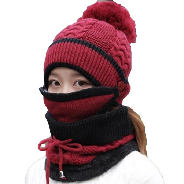 beanie/skull caps 3pcs women winter thicken warm knitted pompom beanie hat cap mask neck scarf set, Blue;gray
beanie/skull caps 3pcs women winter thicken warm knitted pompom beanie hat cap mask neck scarf set, Blue;gray