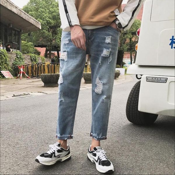 28-44 spring and summer men's fashion hole 9 nine pants jeans men slim haren pants tide personality hairstylist plus size jeans, Blue
28-44 spring and summer men's fashion hole 9 nine pants jeans men slim haren pants tide personality hairstylist plus size jeans, Blue