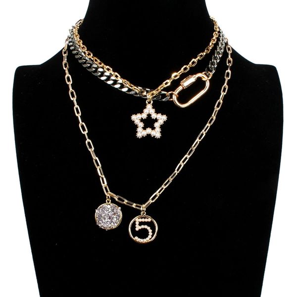duftgold new gold multi-layer chains round pearl pentagram necklace for women vintage fashion jewelry digital necklace wholesale, Silver
duftgold new gold multi-layer chains round pearl pentagram necklace for women vintage fashion jewelry digital necklace wholesale, Silver