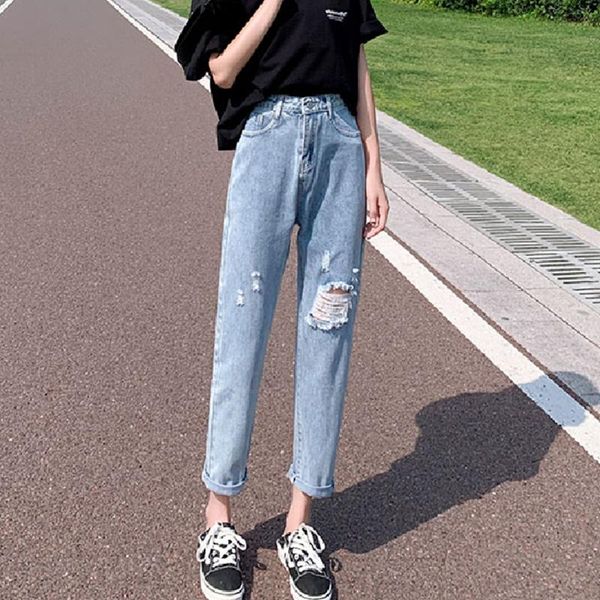 women's jeans women high waist ripped straight harem pants streetwear leisure denim clothing harajuku loose long trousers ladies 2021, Blue
women's jeans women high waist ripped straight harem pants streetwear leisure denim clothing harajuku loose long trousers ladies 2021, Blue