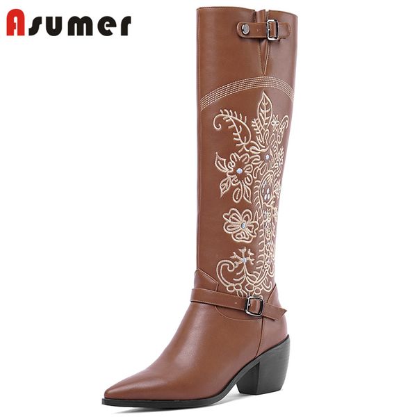 asumer 2020 cowboy european western boots woman embroider pointed toe buckle autumn winter high heel shoes women knee high boots, Black
asumer 2020 cowboy european western boots woman embroider pointed toe buckle autumn winter high heel shoes women knee high boots, Black