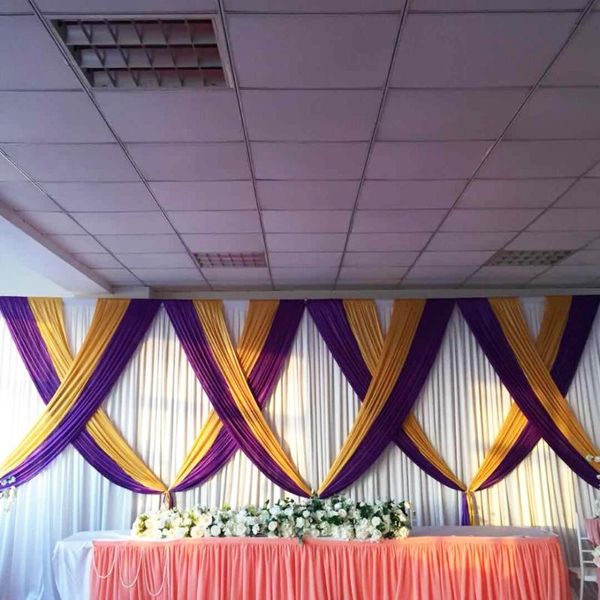 party decoration white wedding backdrop gold purple mixed swag drapes for 3mx6m curtain event
party decoration white wedding backdrop gold purple mixed swag drapes for 3mx6m curtain event