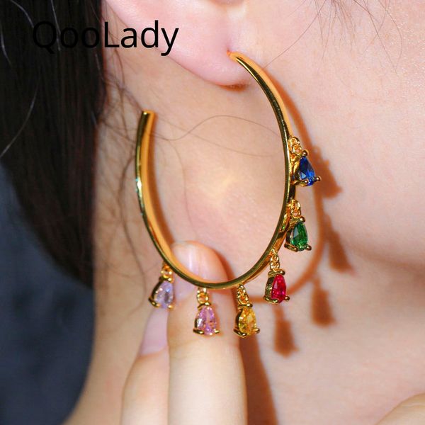 hoop & huggie qoolady luxury gold round colorful tassel water drop zircon big circle earrings 2021 trendy party women jewelry gifts e206, Golden;silver
hoop & huggie qoolady luxury gold round colorful tassel water drop zircon big circle earrings 2021 trendy party women jewelry gifts e206, Golden;silver