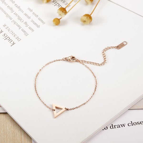 link, chain female jewelry rose gold color hollow triangle & link bracelet no fade stainless steel bracciali ajustable length, Black
link, chain female jewelry rose gold color hollow triangle & link bracelet no fade stainless steel bracciali ajustable length, Black