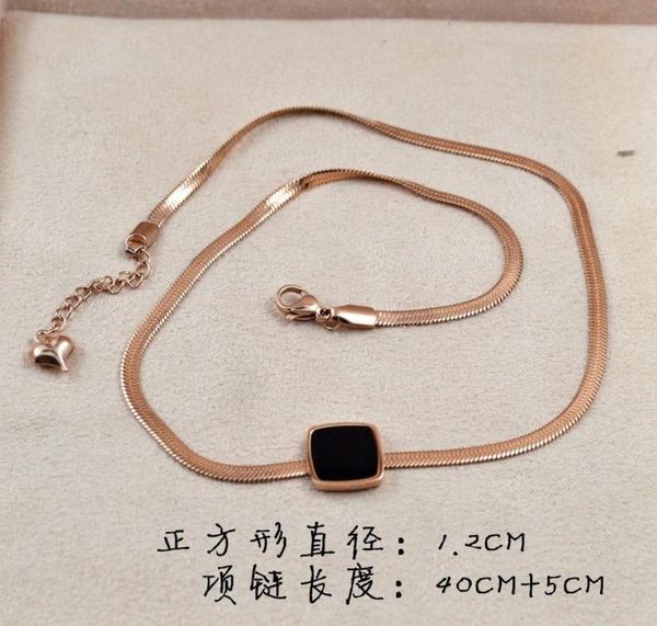 chains black square necklace titanium steel rose gold color girls collarbone chain, Silver
chains black square necklace titanium steel rose gold color girls collarbone chain, Silver