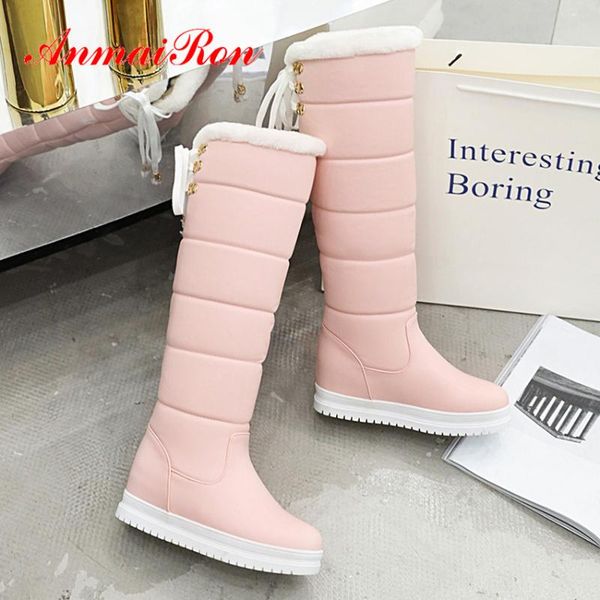 anmairon cross-tied height increasing down boots square toe slip-on flat knee high boots winter pu solid short plush pink shoes, Black
anmairon cross-tied height increasing down boots square toe slip-on flat knee high boots winter pu solid short plush pink shoes, Black