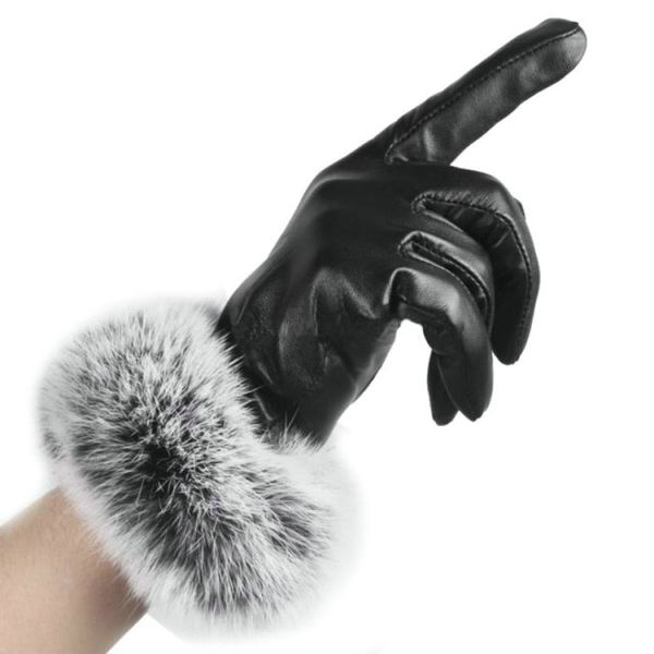 new women lady black leather gloves autumn winter warm fur mittens cycling gloves winter rekawiczki damskie, Blue;gray
new women lady black leather gloves autumn winter warm fur mittens cycling gloves winter rekawiczki damskie, Blue;gray