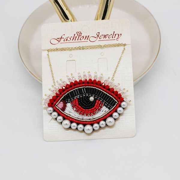 fashion trend handmade custom big eyes rice beads crystal tassel eyelashes fashion necklace 967, Silver 
fashion trend handmade custom big eyes rice beads crystal tassel eyelashes fashion necklace 967, Silver