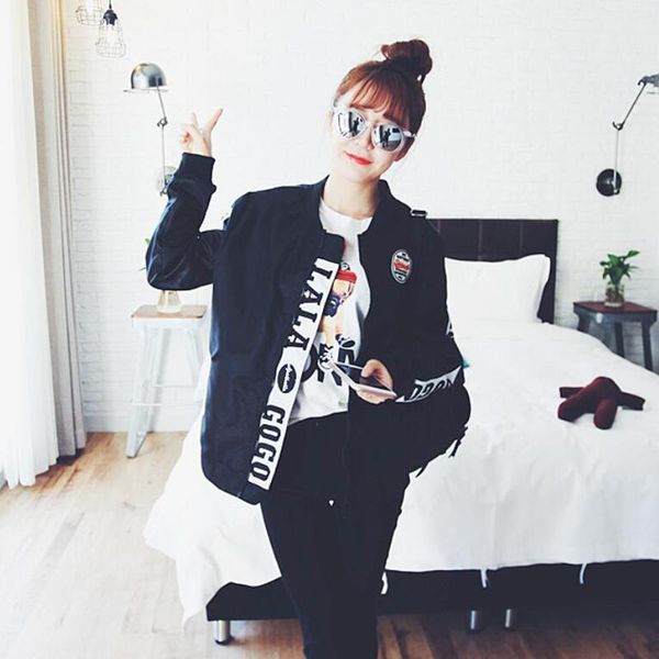 

Summer Sunscreen Windproof Women Korean Fashion Thin Coat School Harajuku Baseball Hip Hop Jacket Streetwear