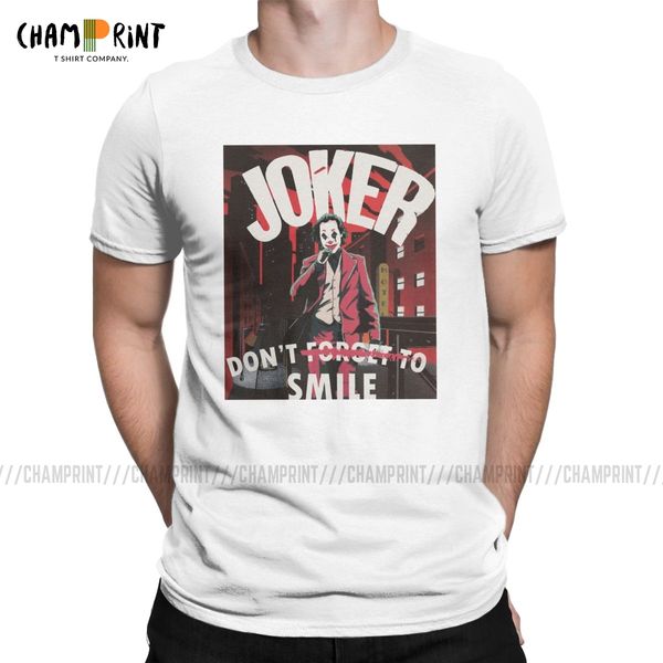 men t-shirts the joker don't forget to smile funny tees joaquin phoenix 2019 movie arthur fleck clown t shirts printed clothes 
men t-shirts the joker don't forget to smile funny tees joaquin phoenix 2019 movie arthur fleck clown t shirts printed clothes