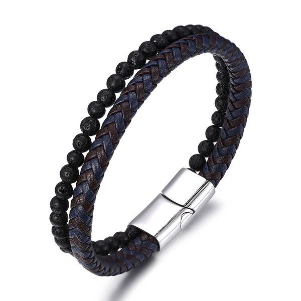 21# new beaded bracelets stainless steel buckle woven bracelet bangle men cuban link bracelet two floors leather bracelet wristband with box, White
21# new beaded bracelets stainless steel buckle woven bracelet bangle men cuban link bracelet two floors leather bracelet wristband with box, White