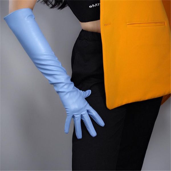 five fingers gloves 50cm elbow long leather simulation imitation sheepskin sapphire light blue sky 3-puql-5, Blue;gray
five fingers gloves 50cm elbow long leather simulation imitation sheepskin sapphire light blue sky 3-puql-5, Blue;gray