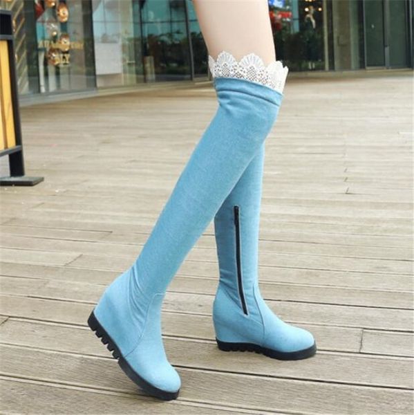 pxelena women denim over the knee boots 2020 winter new lace hidden high heels thigh high denim boots ladies shoes blue slim, Black
pxelena women denim over the knee boots 2020 winter new lace hidden high heels thigh high denim boots ladies shoes blue slim, Black